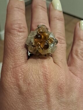 Amber Cluster Statement Ring - Women Jewelry